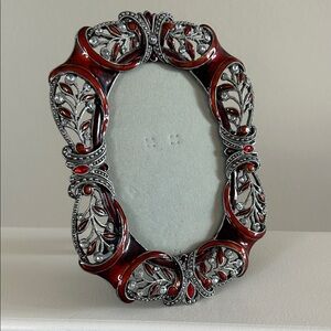 Ornate Bohemian Crystal & Rhinestones Red & Silver Madison Rouge Photo Frame